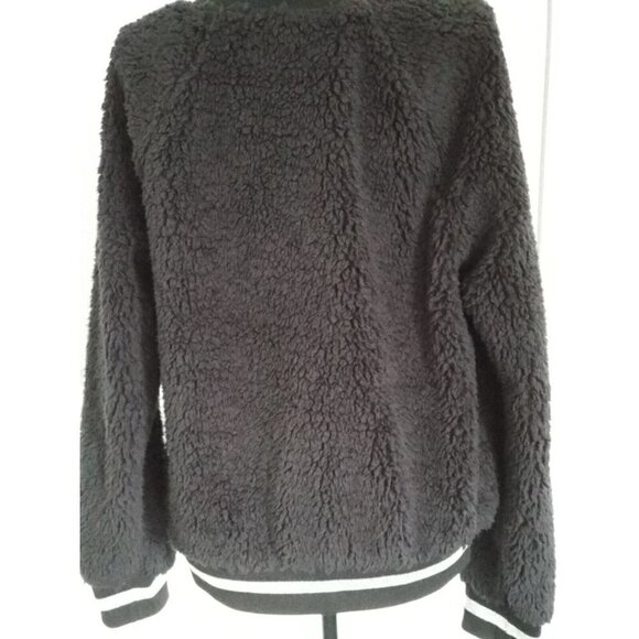 1.State Rich Black Teddy Bear Soft Long Sleeve Sparkly Trim Sweatshirt Womens M - Picture 2 of 8